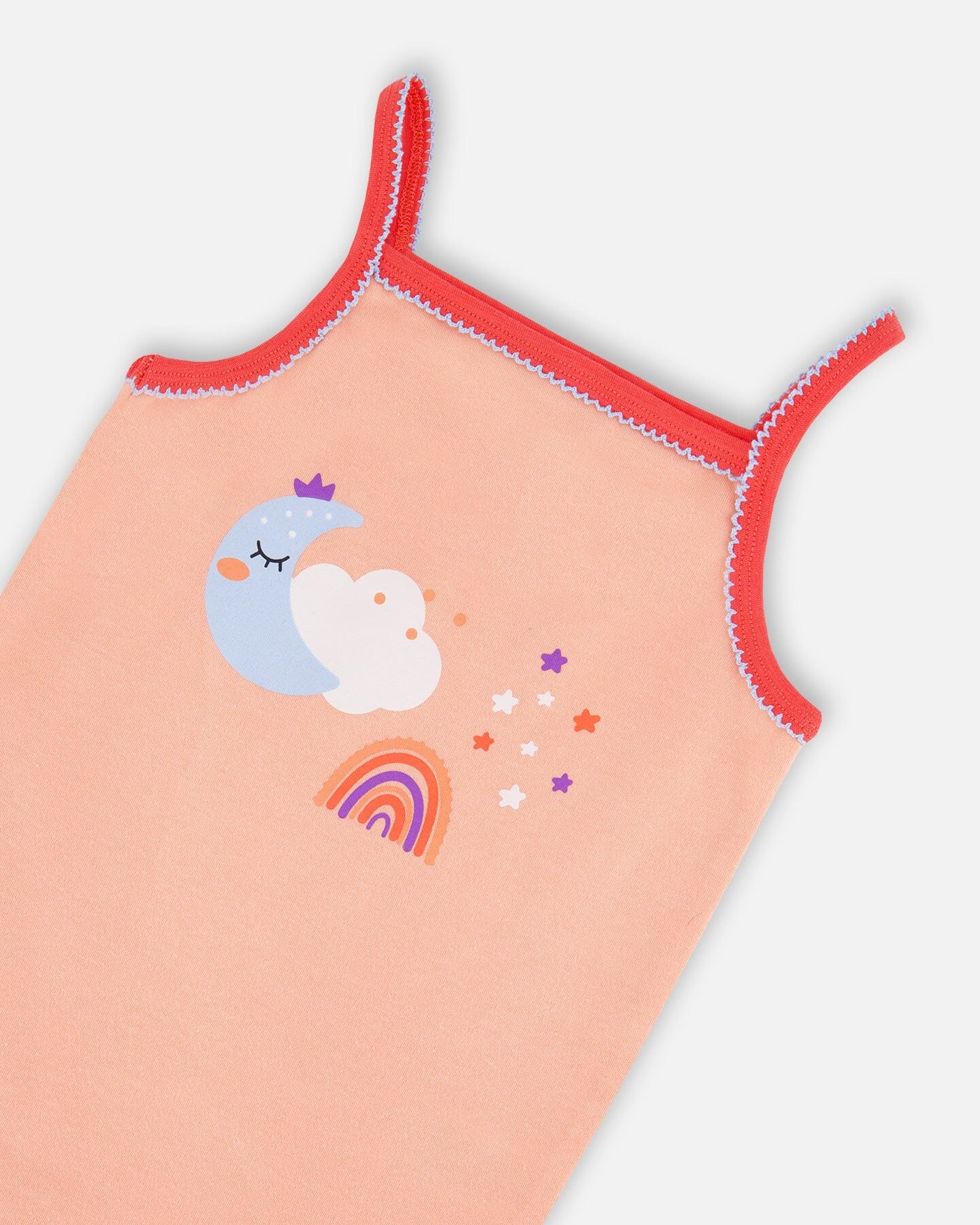 Organic Cotton Tank Top And Shorts Pajama Set Rainbow On Light Coral