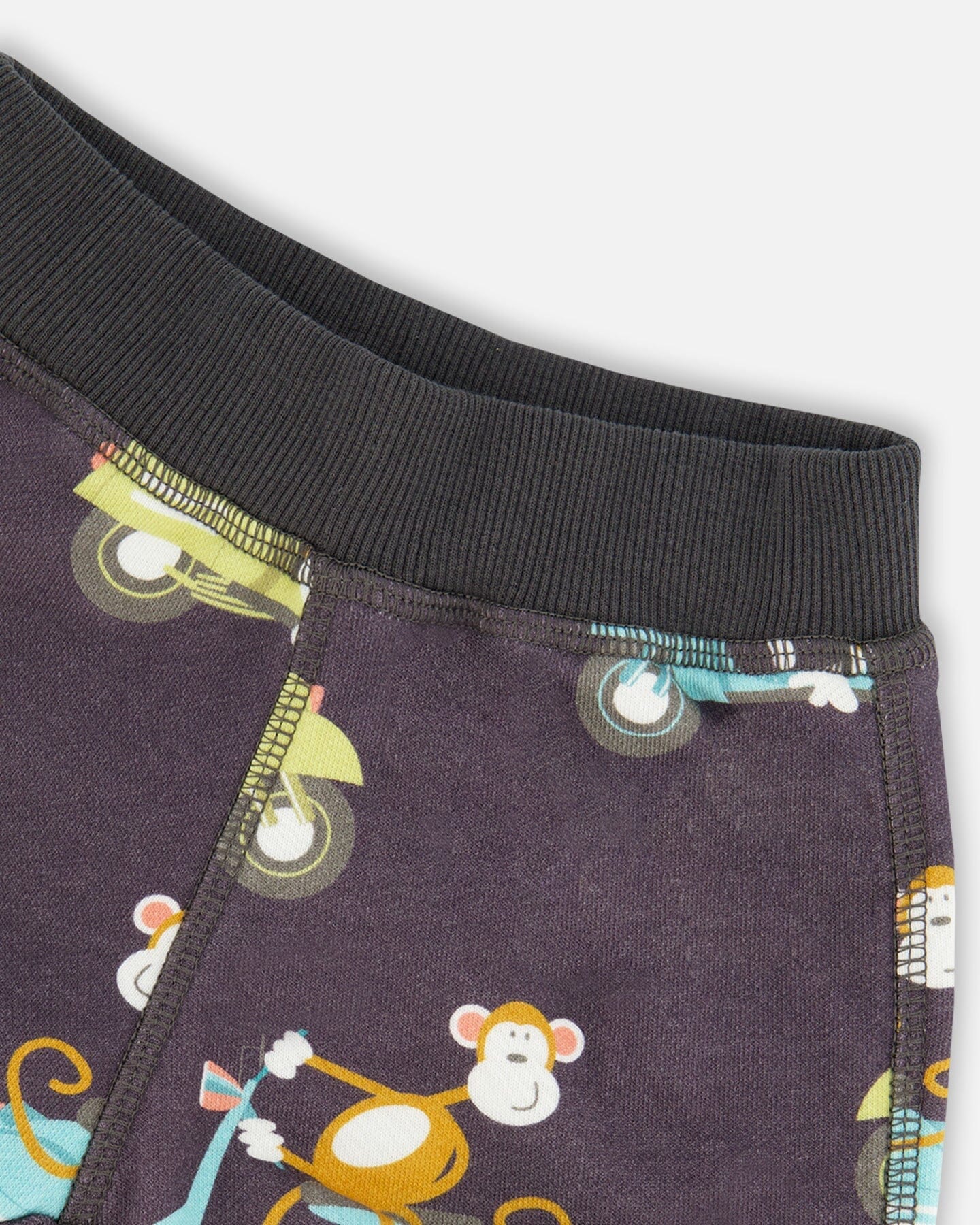 Two-Piece Top And Short Set Monkey On Navy And Turquoise Moped