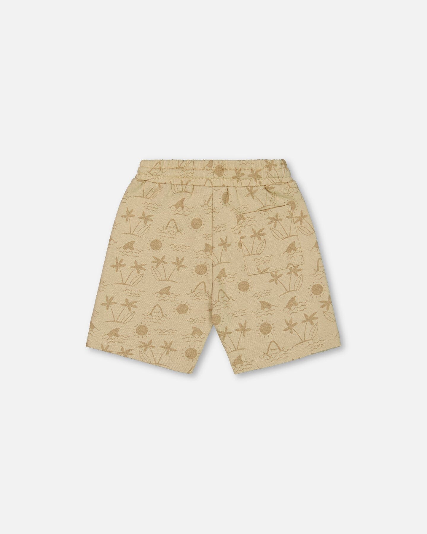 Printed French Terry Short Beige With Palm Trees