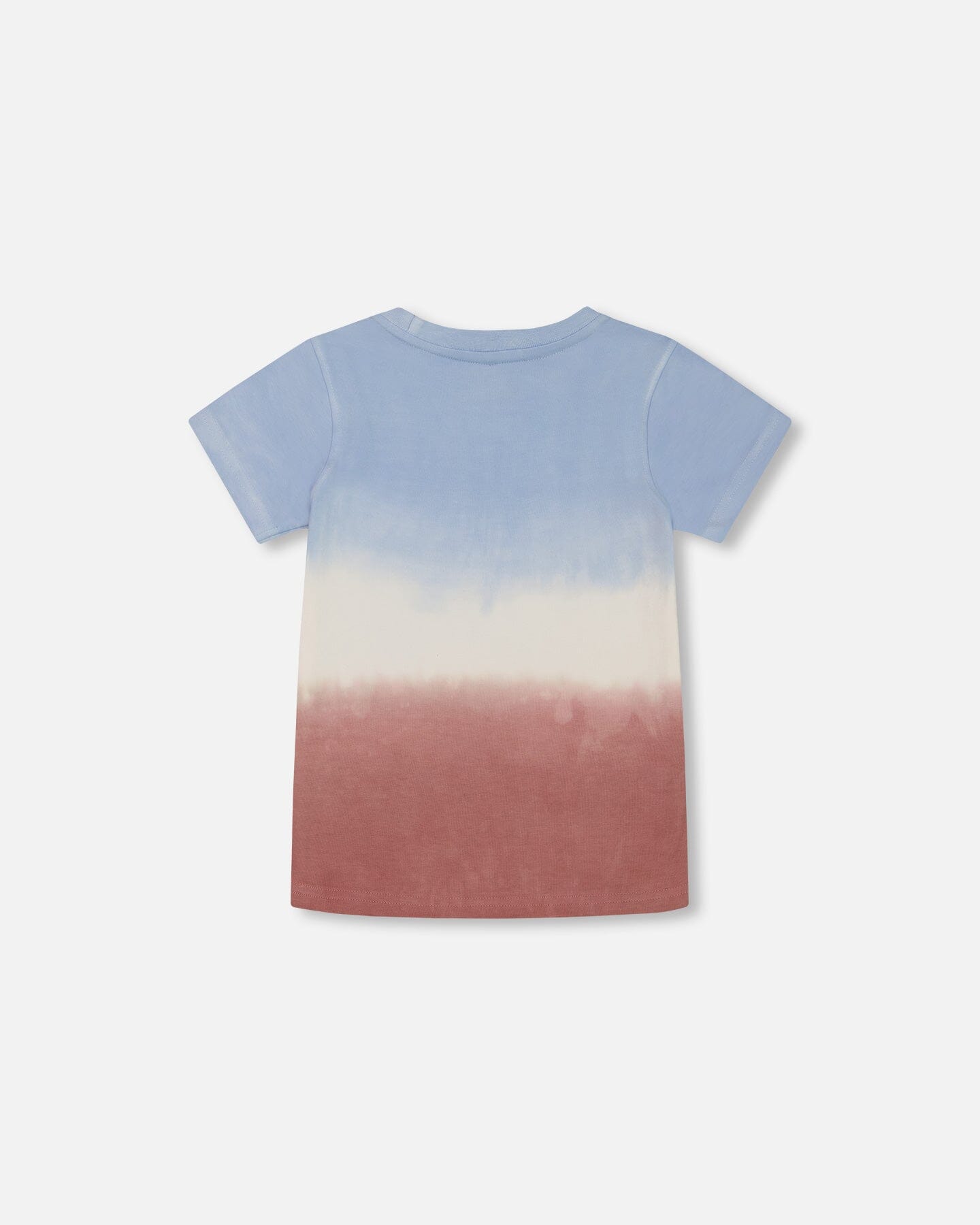 Short Sleeve Organic Cotton Graphic Tee Gradient Pale Blue And Dark Old Rose