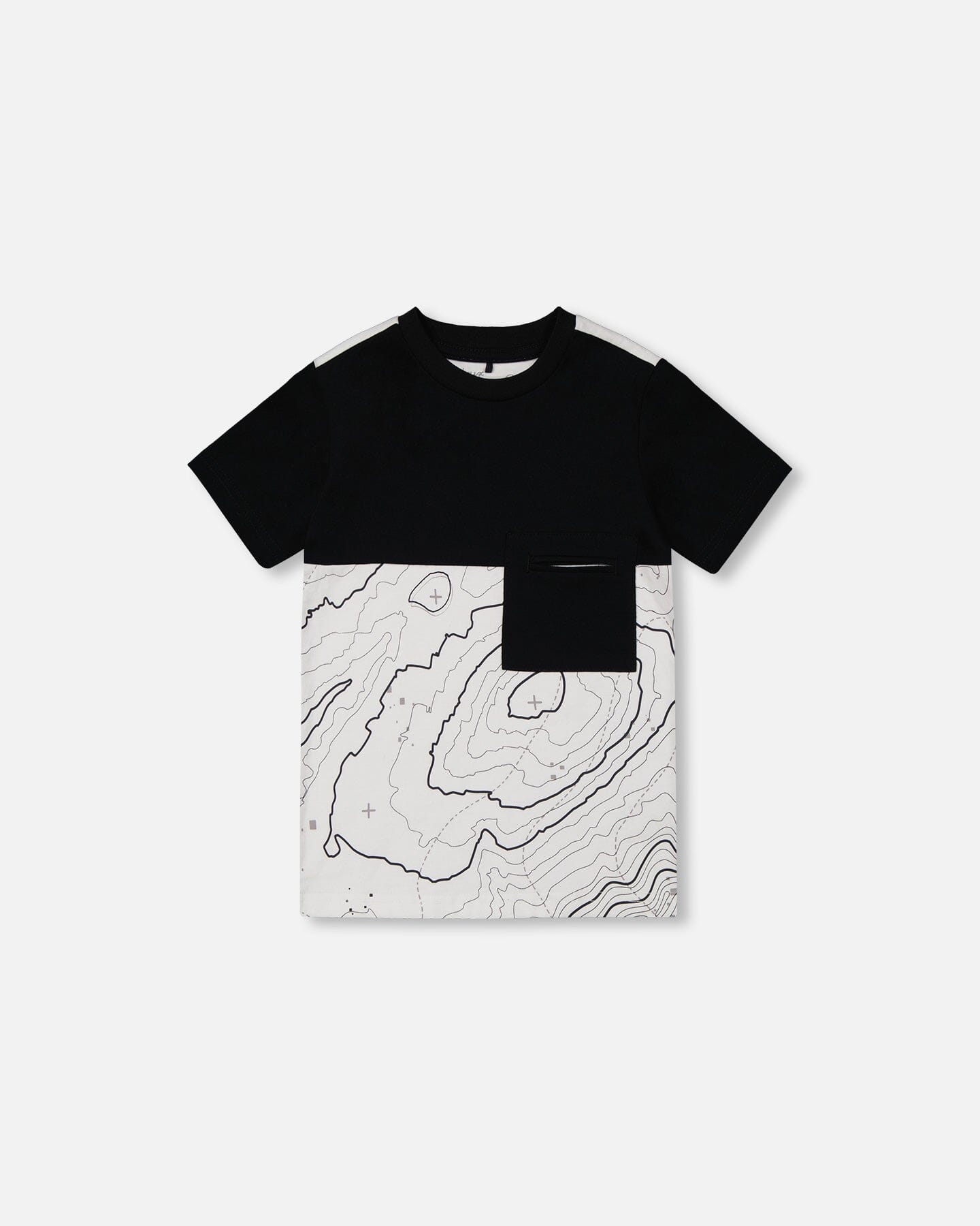 Organic Cotton Colorblock Tee With Pocket Black And Off-White