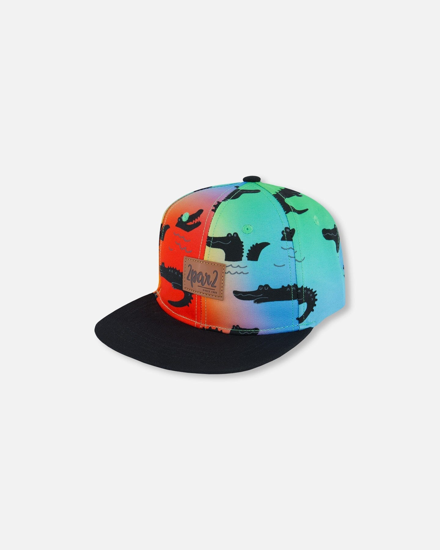 Printed Cap Black And Multicolored Crocodiles