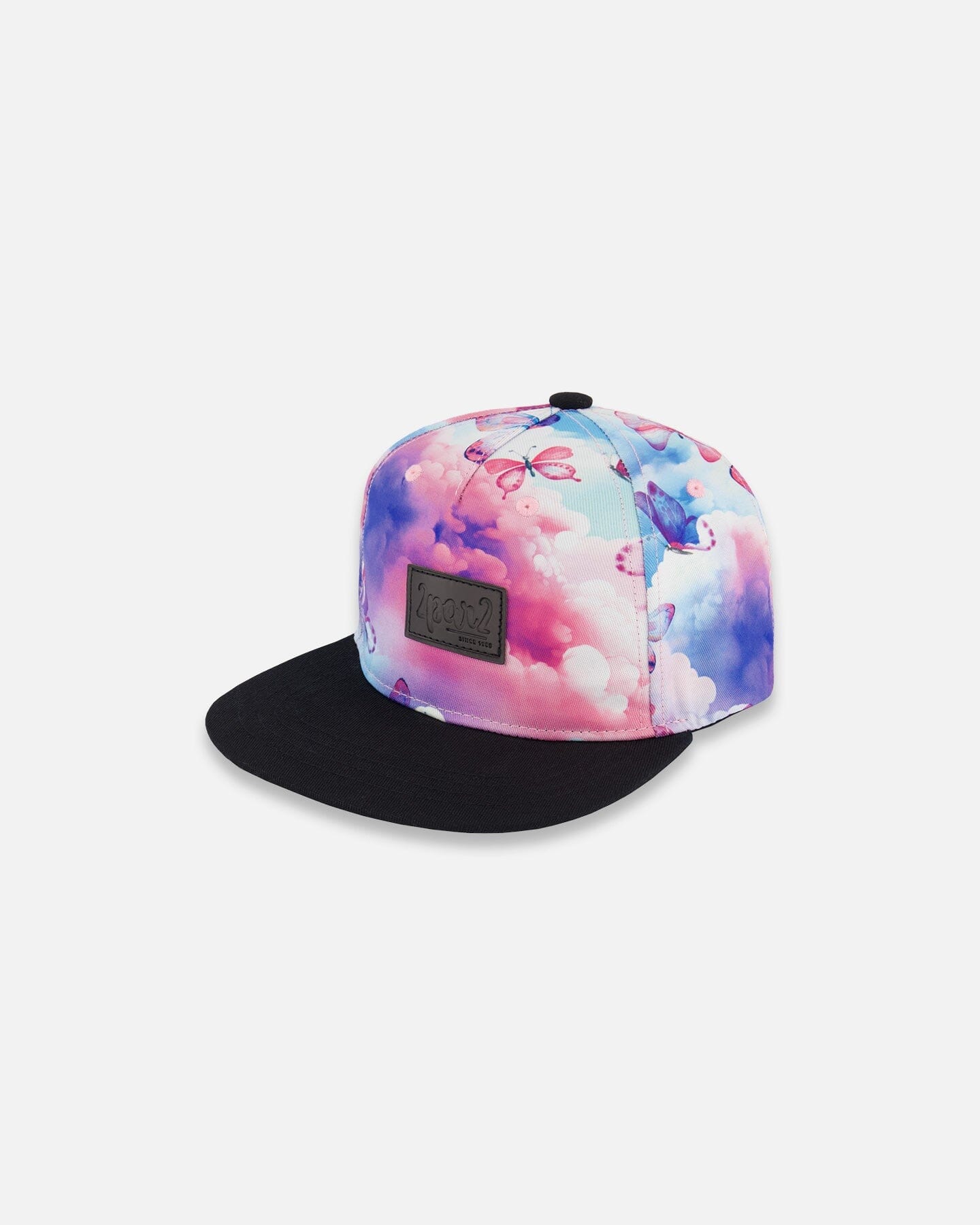 Printed Cap Butterflies On Multicolored And Black Background