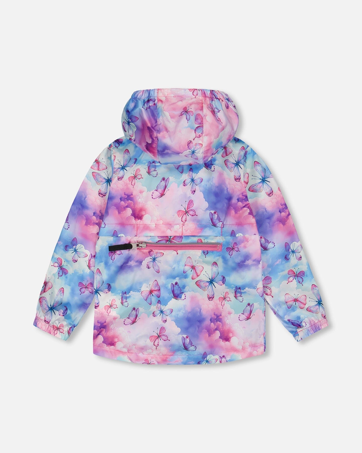 Printed Packable Windbreaker Butterflies On Multicolored Background