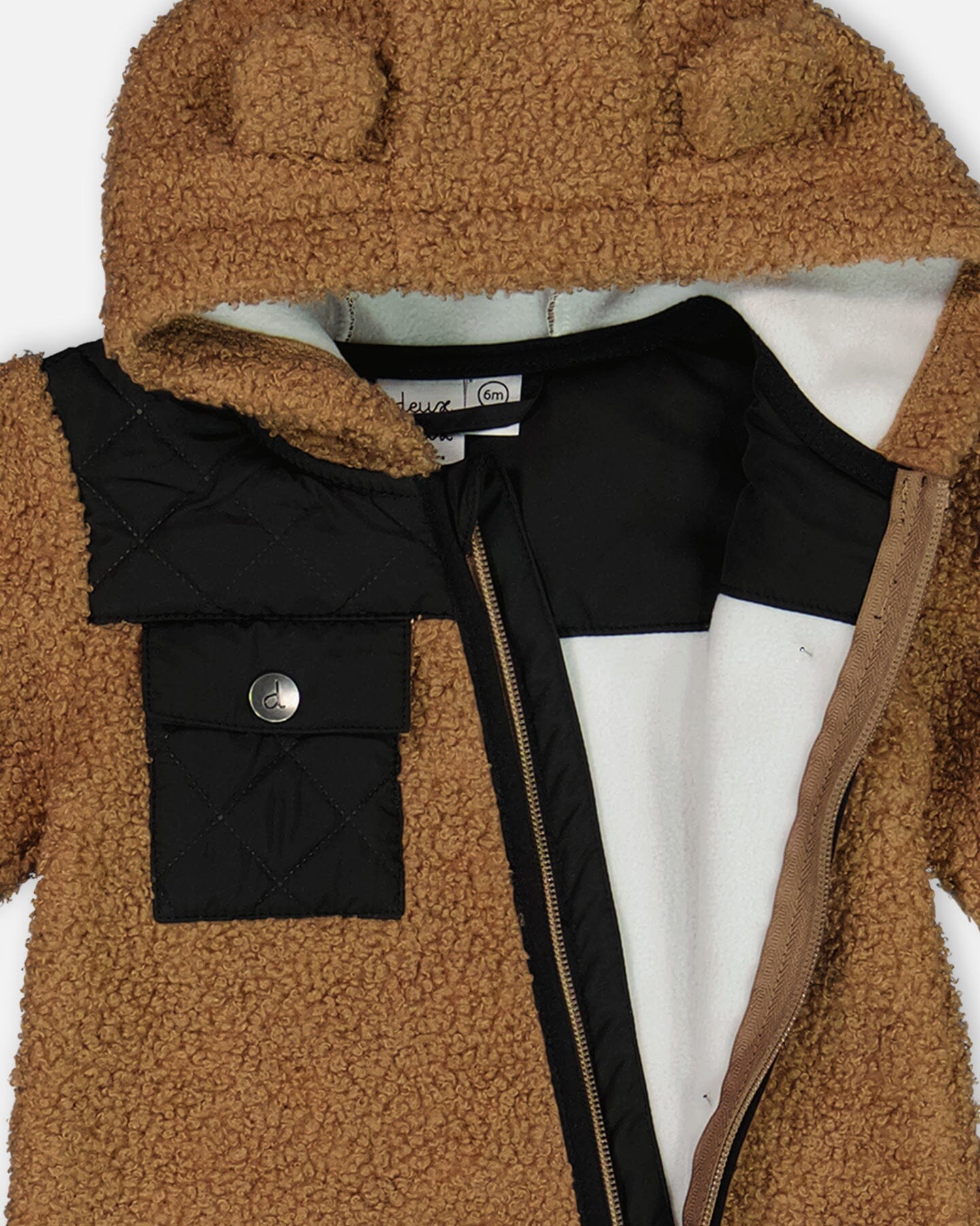 Baby One-Piece Sherpa Mid-Season Outerwear Tan And Black