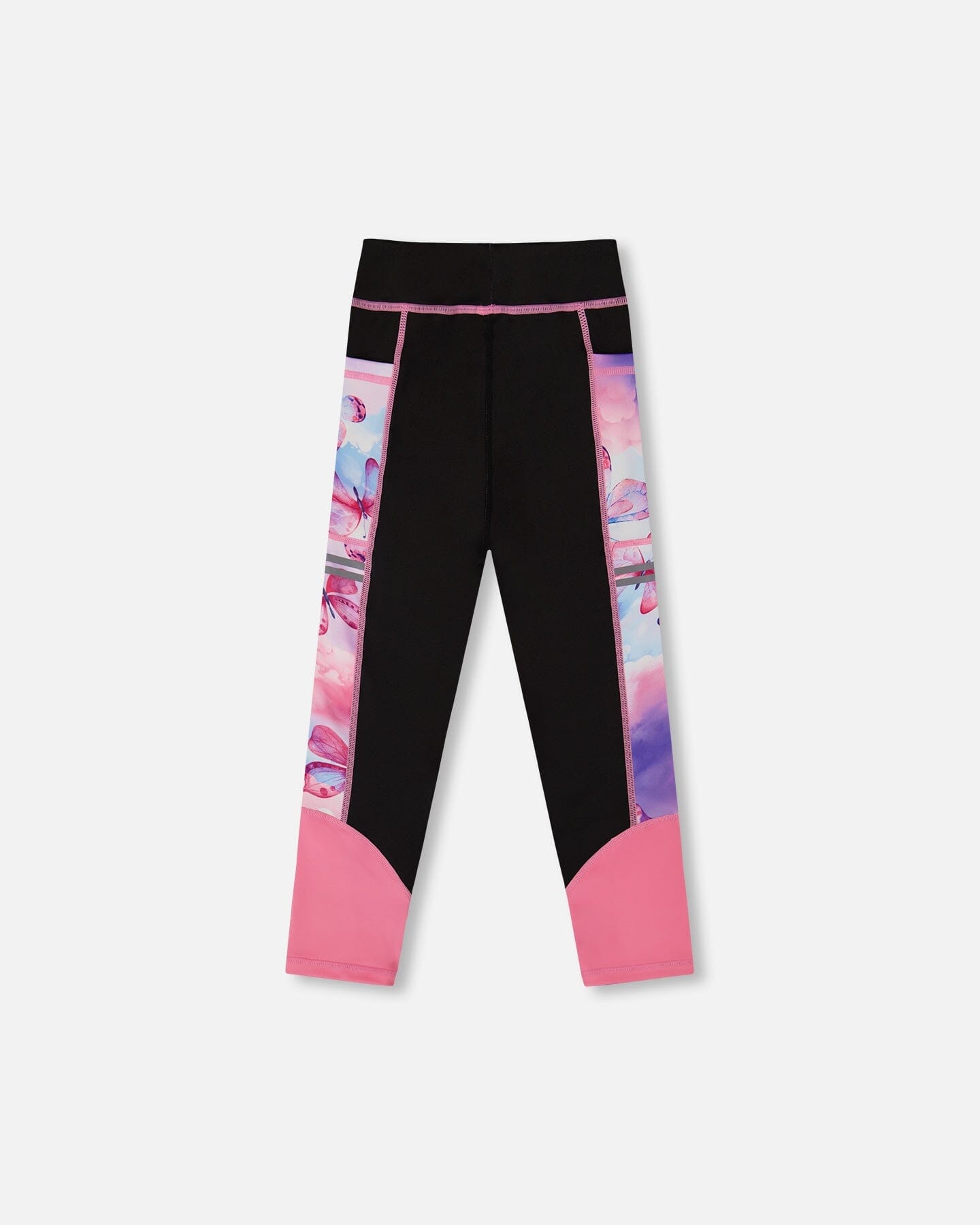 Colorblock Athletic Leggings Black And Multicolored Butterflies