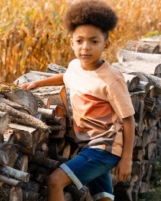 French Terry Denim Short Dark Denim Blue