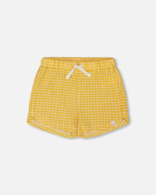 Crinkle Short Pale Yellow And White