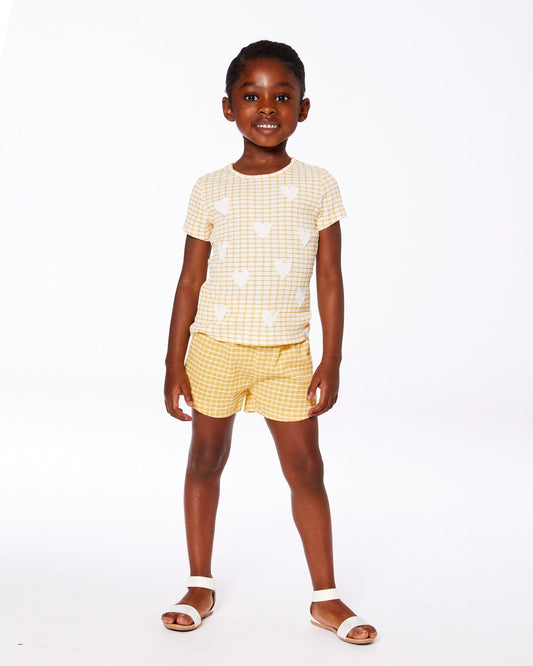 Crinkle Top With Applique Pale Yellow And White