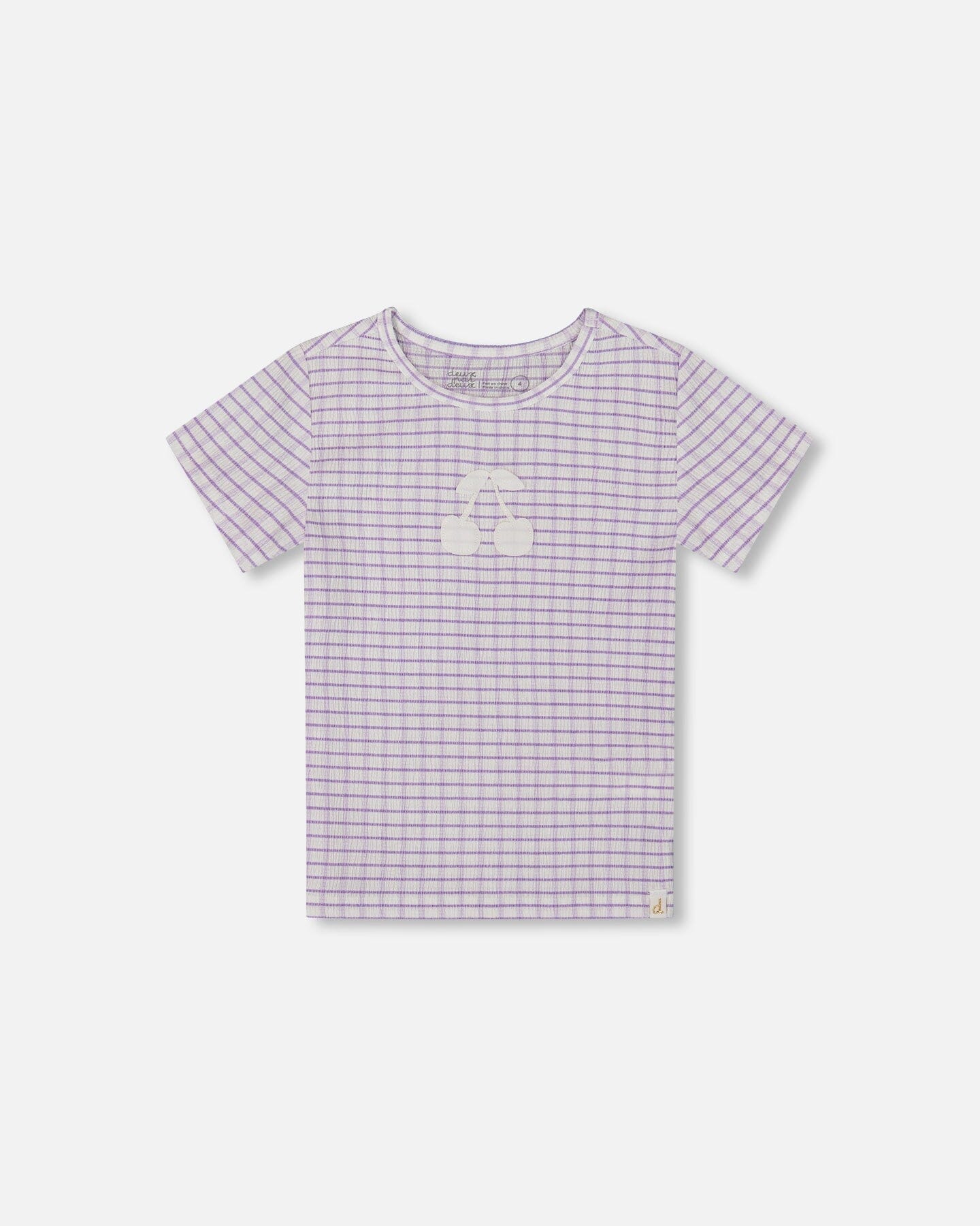 Crinkle Top With Applique White Checkered Lilac