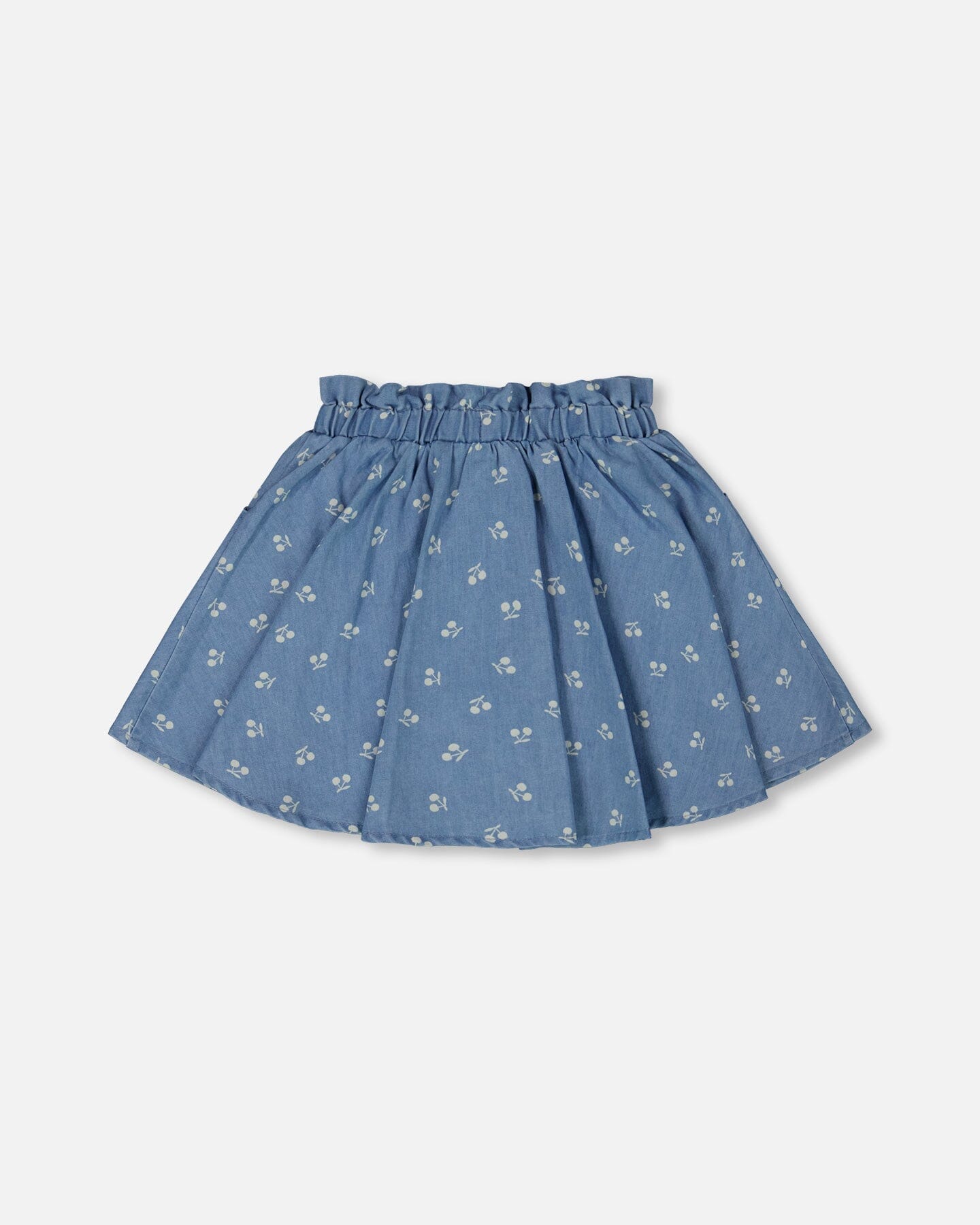 Printed Chambray Skort Blue And White Cherries