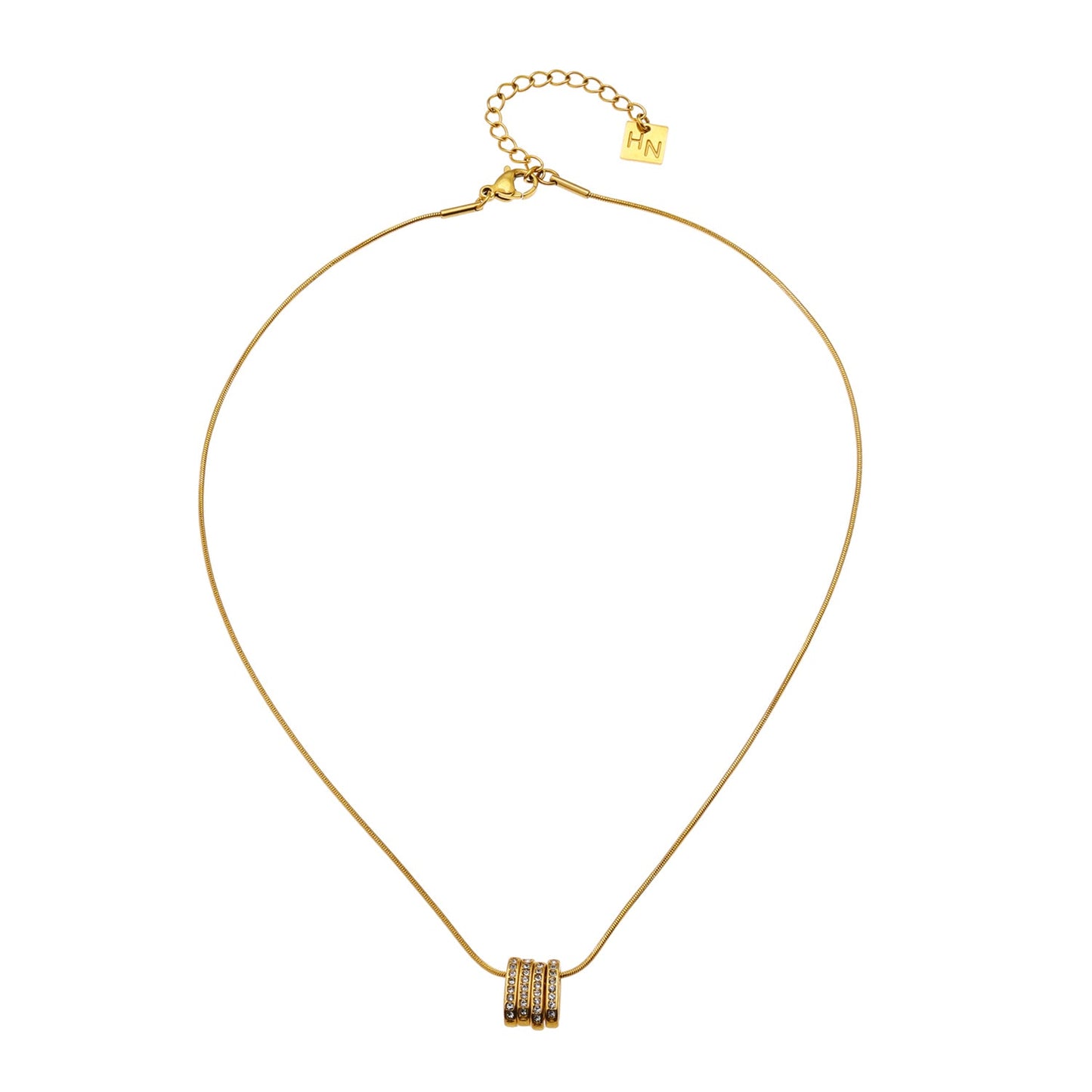 GARNA Gold: Mini Snake-Skin Chain with Zirconia-Adorned Oval Shaped Charms