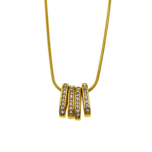 GARNA Gold: Mini Snake-Skin Chain with Zirconia-Adorned Oval Shaped Charms
