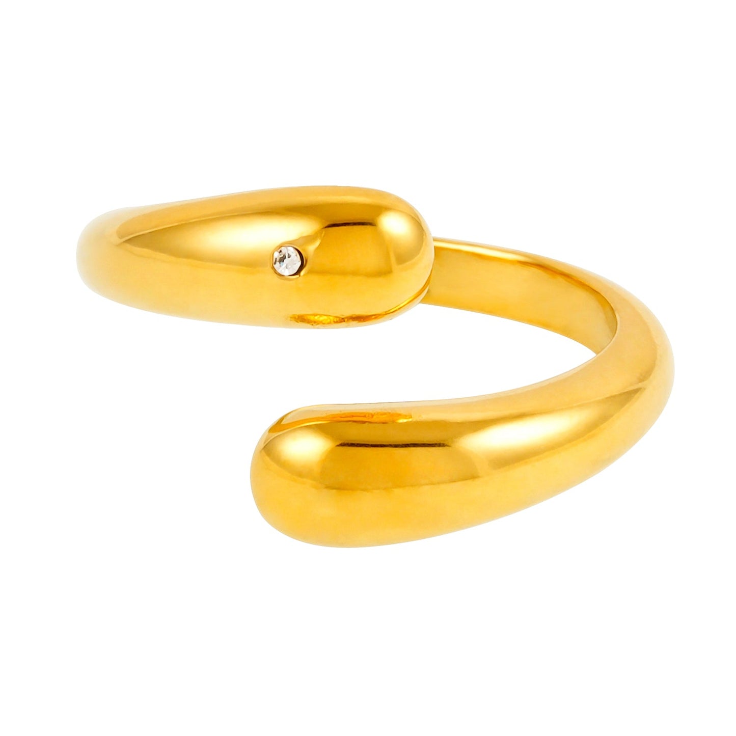GARUVA: Modern Abstract Ring with Solitaire Zirconia Gemstone in Gold
