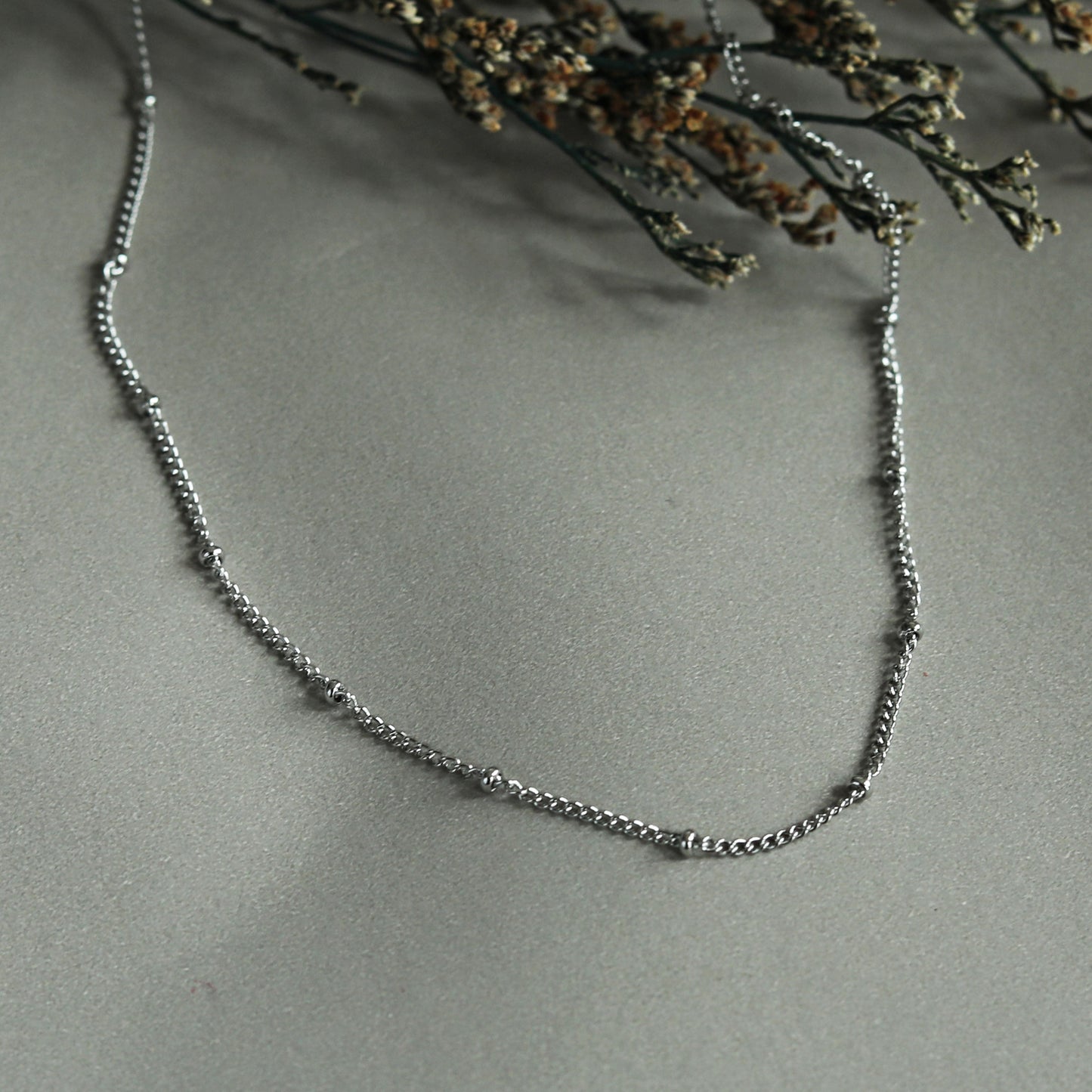 GENOA Beaded Silver Chain Necklace