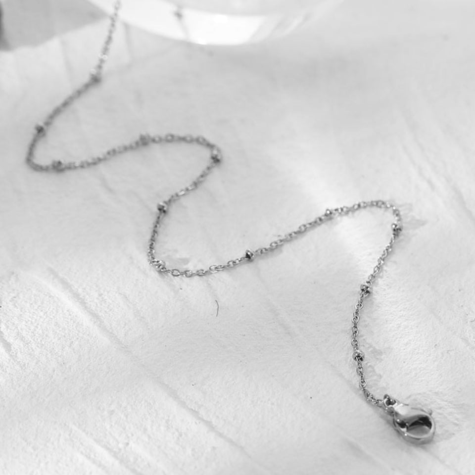 GENOA Beaded Silver Chain Necklace