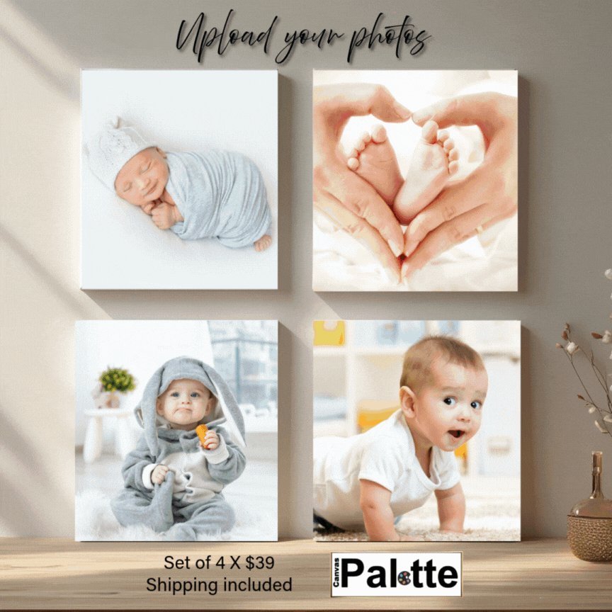 Set of 4 custom canvases 8" x 8"