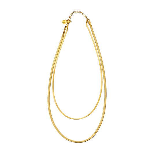 GINTA: Snake-Skin Textured 2-Layer Gold Necklace