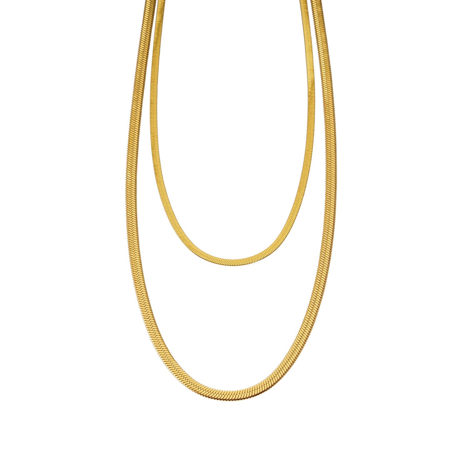 GINTA: Snake-Skin Textured 2-Layer Gold Necklace