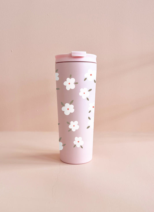 Gobelet isotherme 24oz - rose Fleurs d'hiver