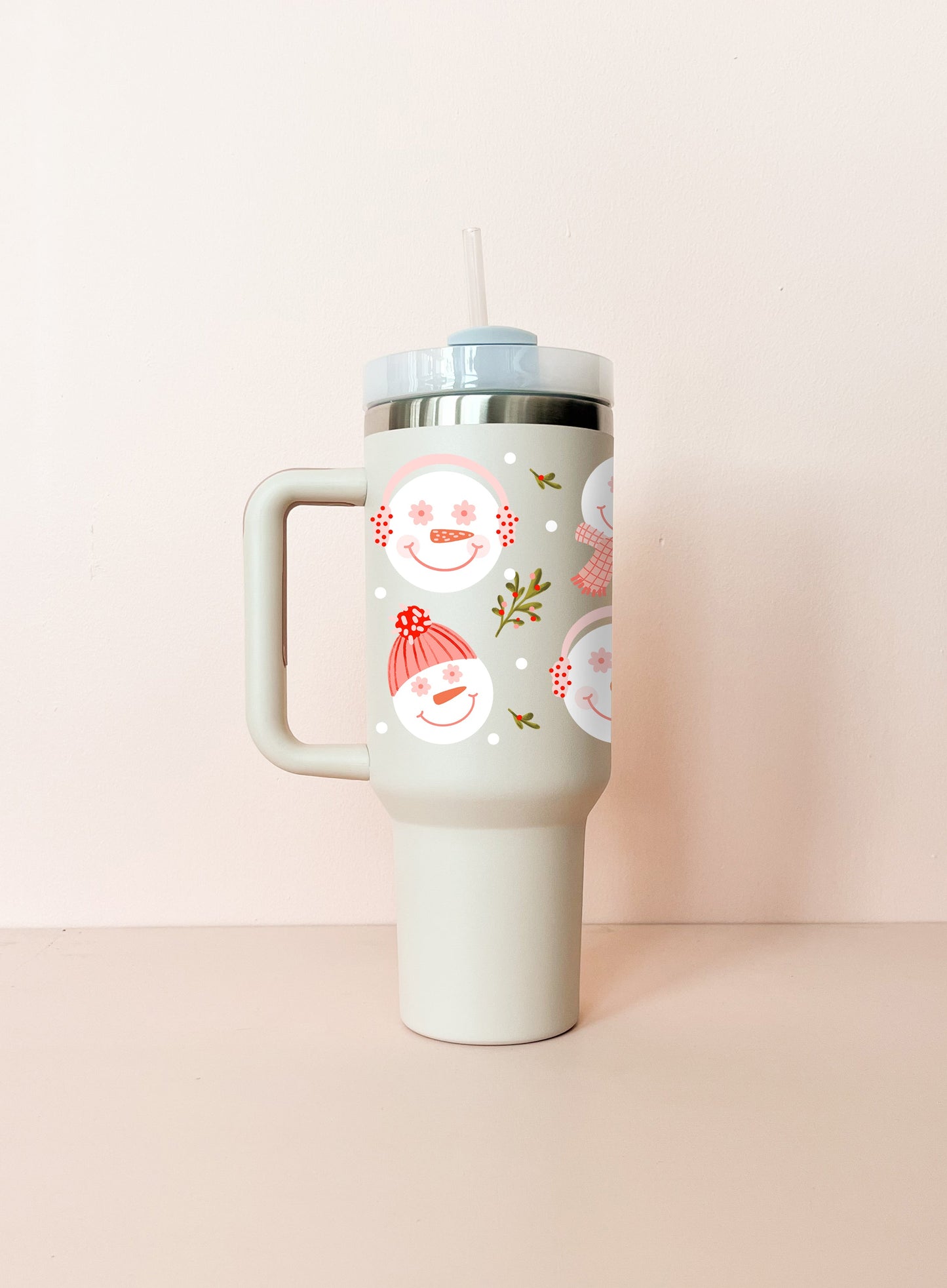 Gobelet isotherme 40oz - blanc crème Bonhommes de neige