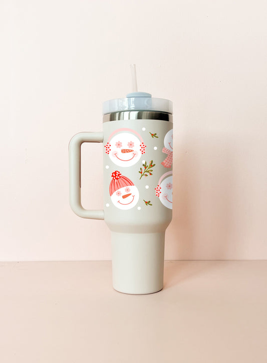 Gobelet isotherme 40oz - blanc crème Bonhommes de neige