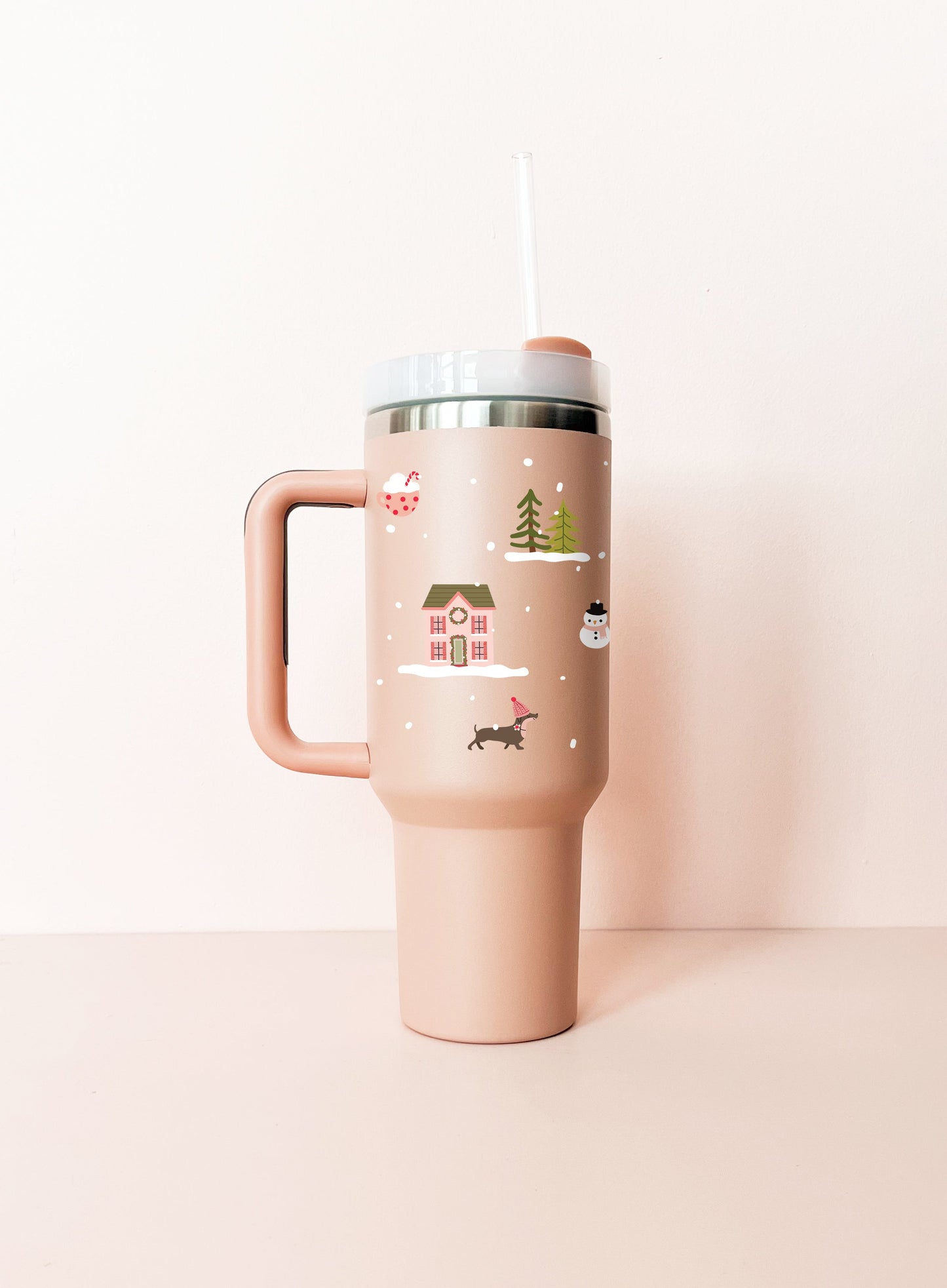 Gobelet isotherme 40oz - vieux-rose Noël au chalet