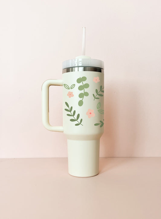 Gobelet isotherme 40oz - crème Eucalyptus