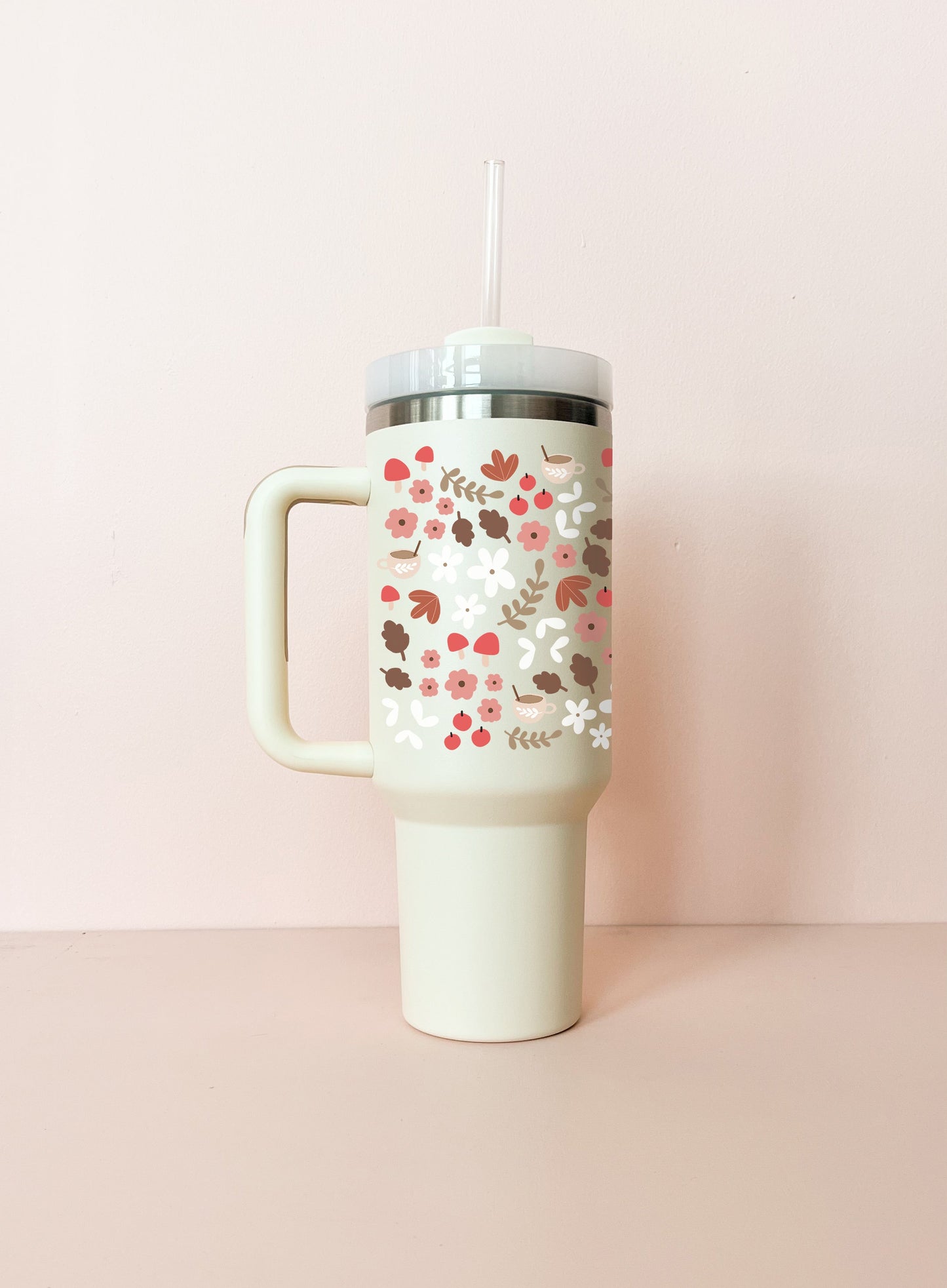 Gobelet isotherme 40oz - crème mosaïque d'automne