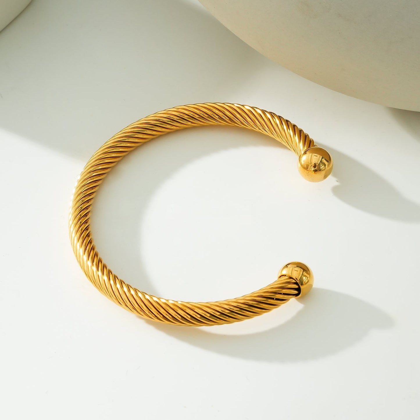 GOCHAR: Contemporary Elegance - Gold Bracelet with Surface Lines & Ball Bead Accents