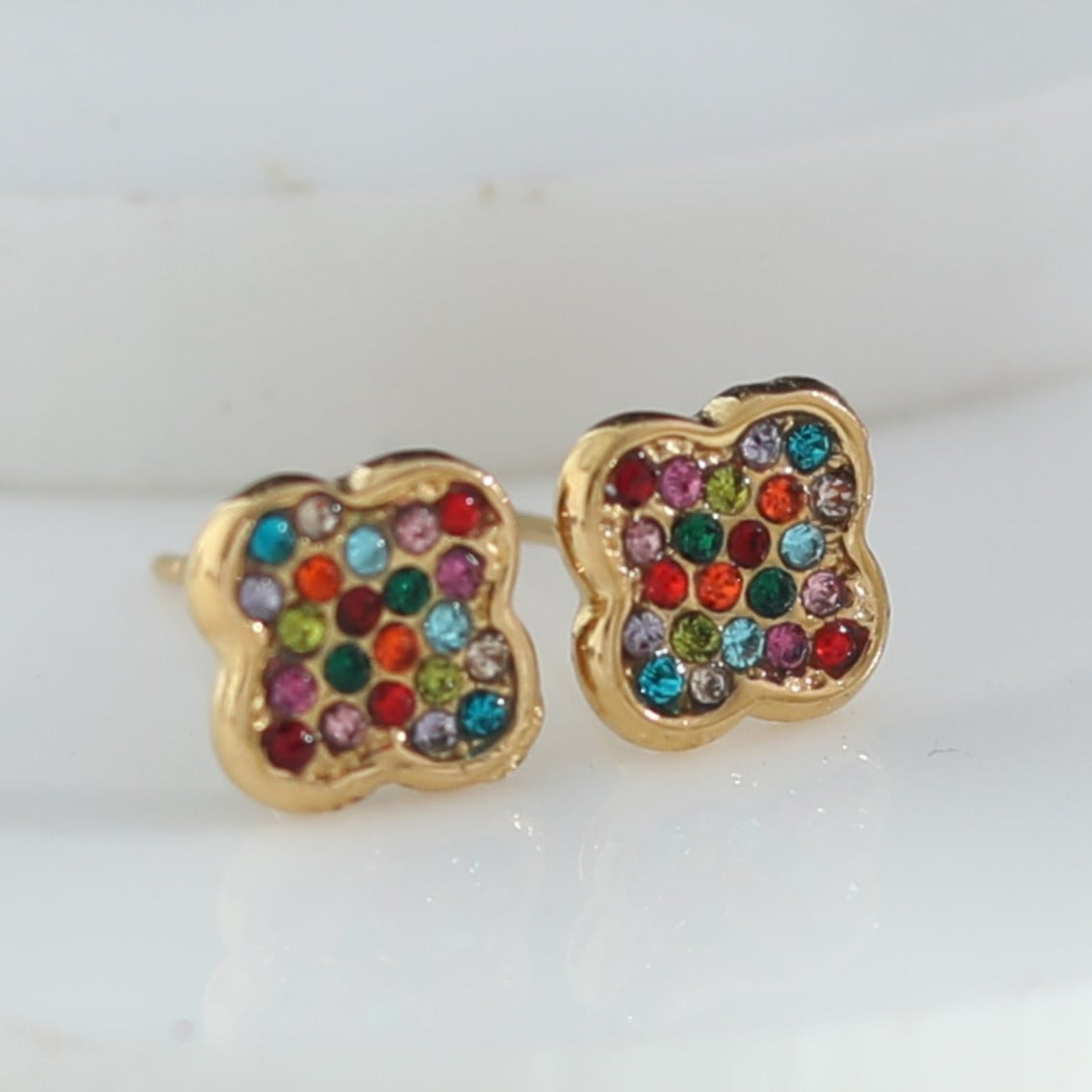 GOLDIE: Vintage Inspired Multi Coloured Stud Earrings