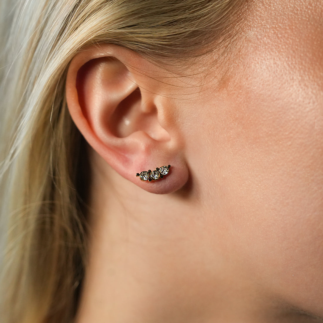GRACE: Zirconia Trio Stud Earrings