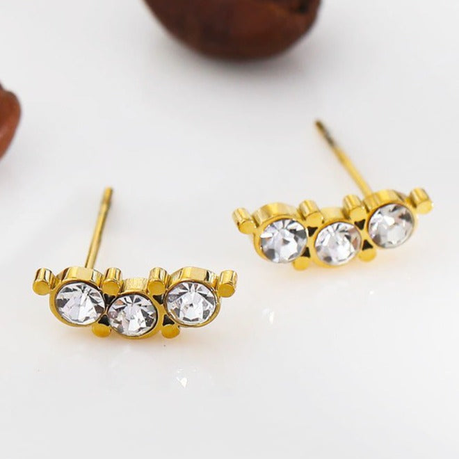 GRACE: Zirconia Trio Stud Earrings