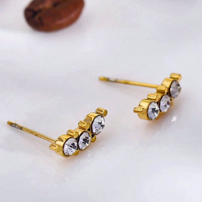 GRACE: Zirconia Trio Stud Earrings