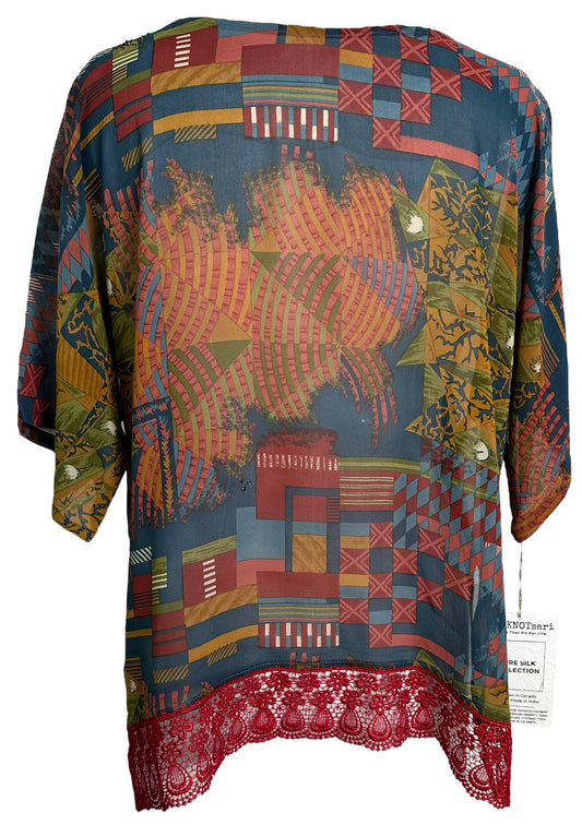 PRG6254 Sheer Avatar Pure Silk Side Slit Top