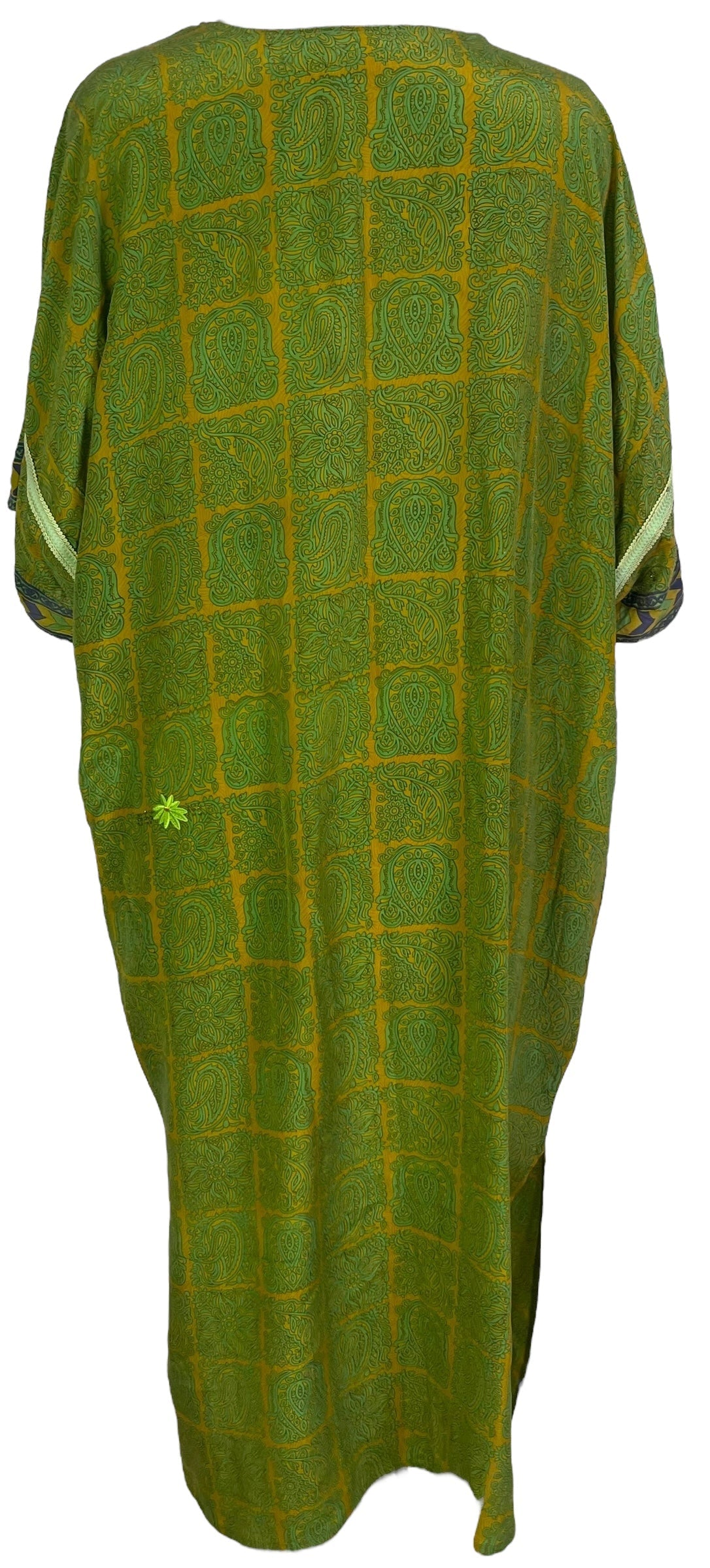 PRC6770 Avatar Long Pure Silk Kimono Sleeved Duster with Belt