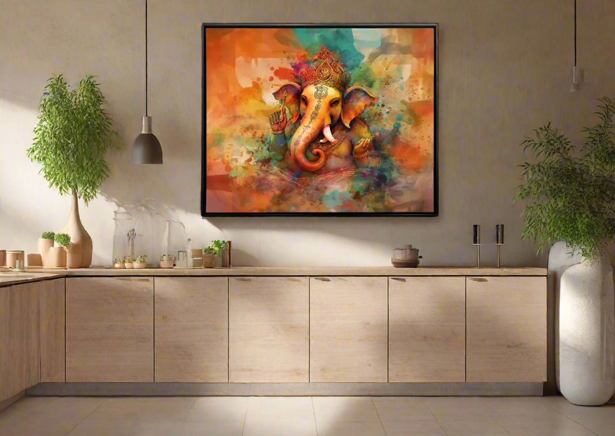 Wall Art-Ganesh Canvas-Indian Art-Spiritual Wall Decor