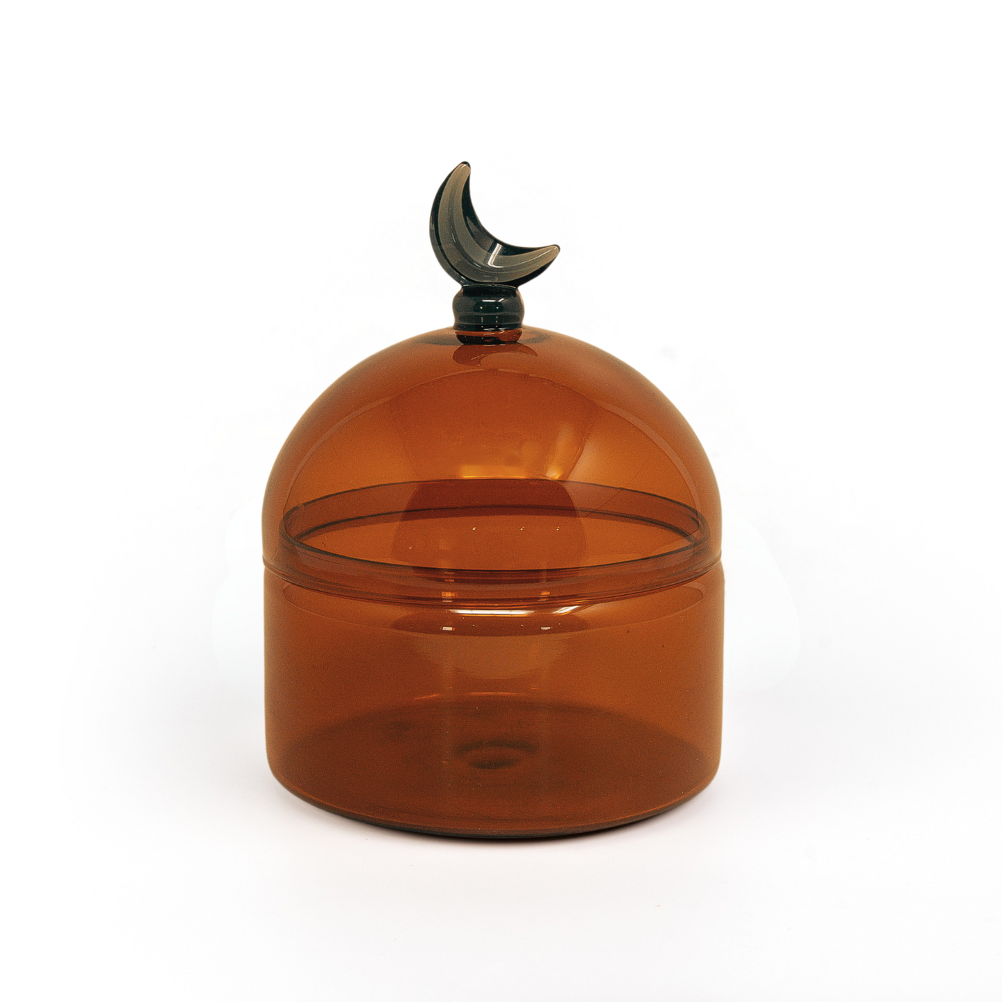 Glass Moon Dome Jar - Caramel Amber