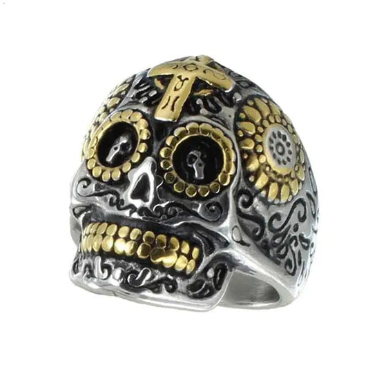 GoSteel Men's Sugar Skull Ring