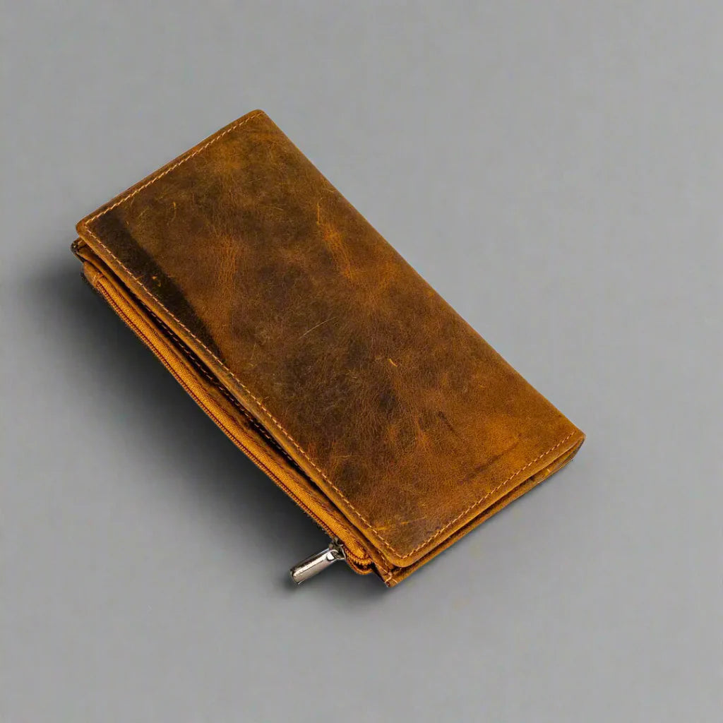 Greenwood Leather RFID Wallet with Zipper Pocket