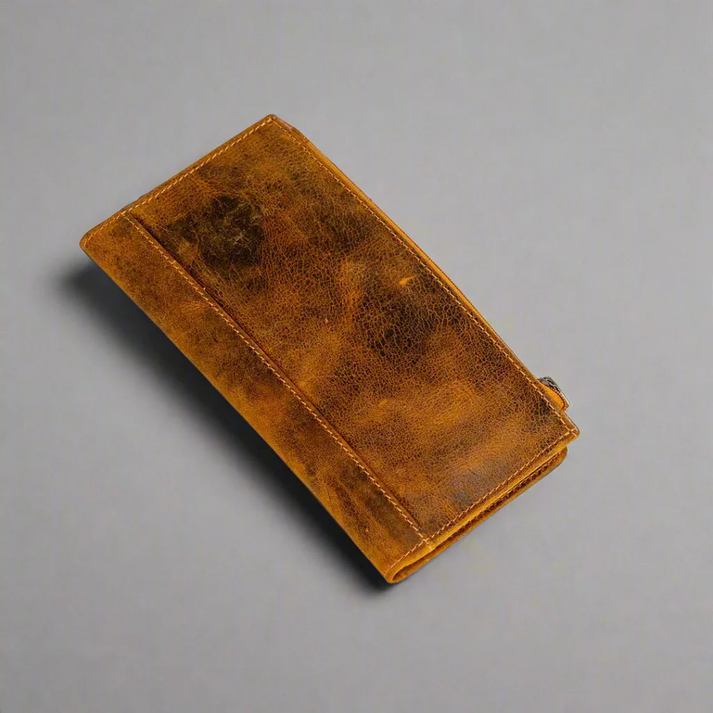 Greenwood Leather RFID Wallet with Zipper Pocket