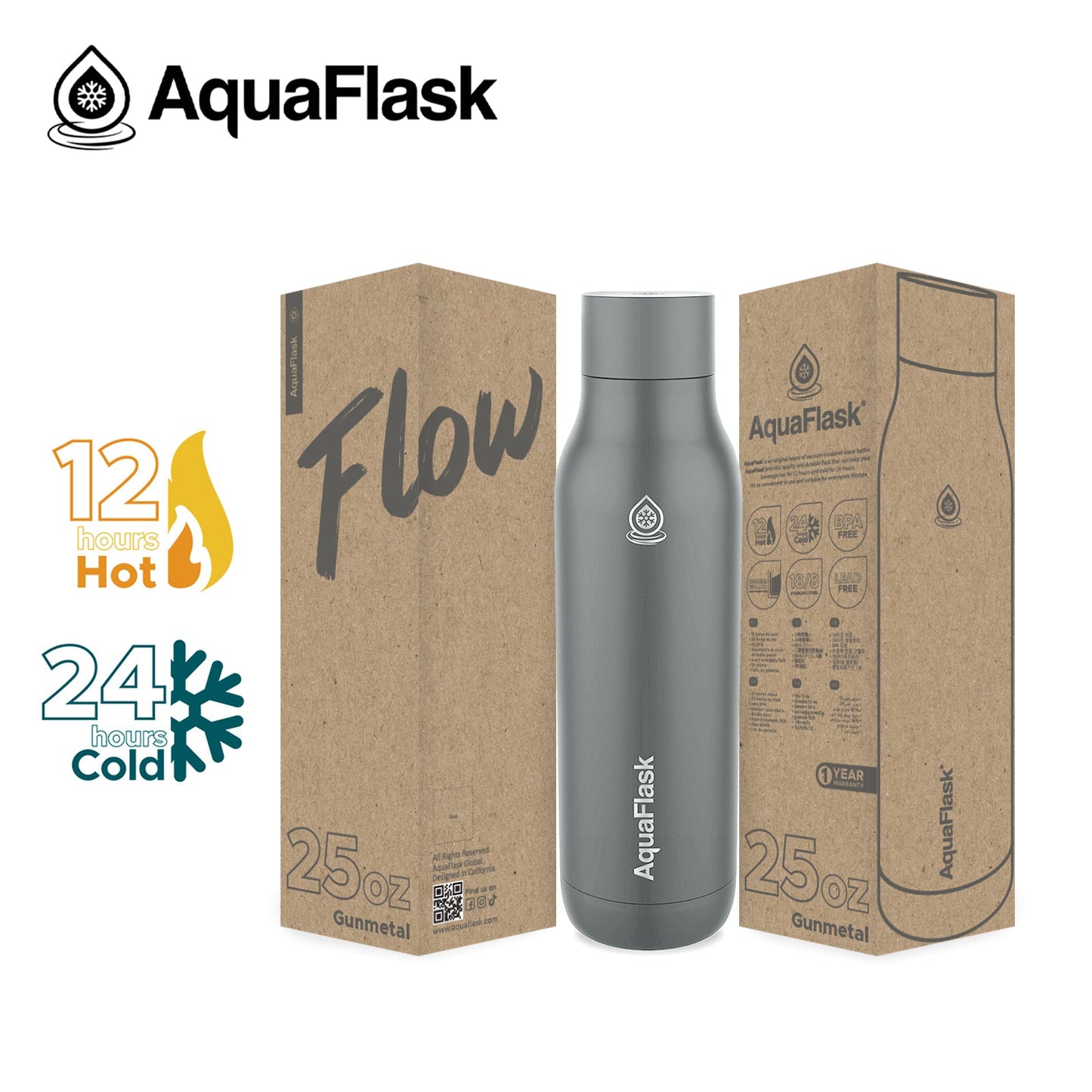 AquaFlask FLOW Vacuum Insulated Water Bottles 739 ml (25 oz)