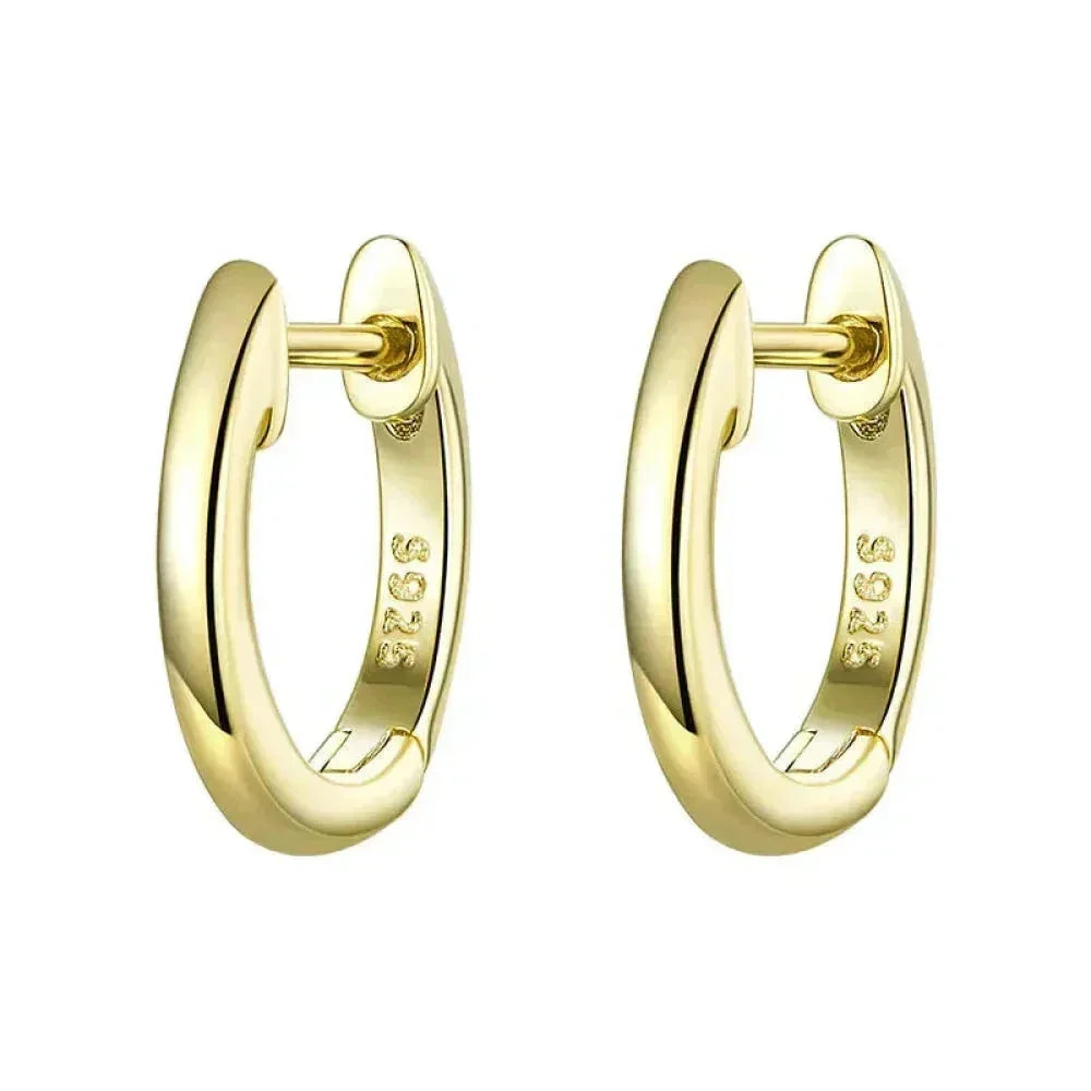 Genuine Sterling Silver Hoop Earrings - Elegant Rose Gold Color - Women's Fashion jewelry SCE808