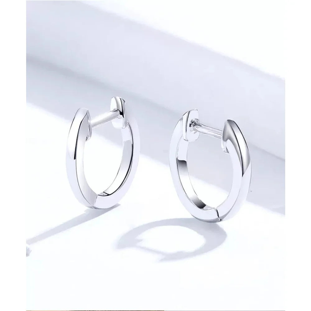 Genuine Sterling Silver Hoop Earrings - Elegant Rose Gold Color - Women's Fashion jewelry SCE808