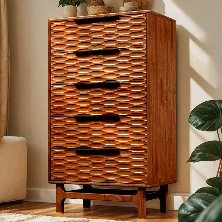 Elara Solid Wood 5-Drawer Dresser