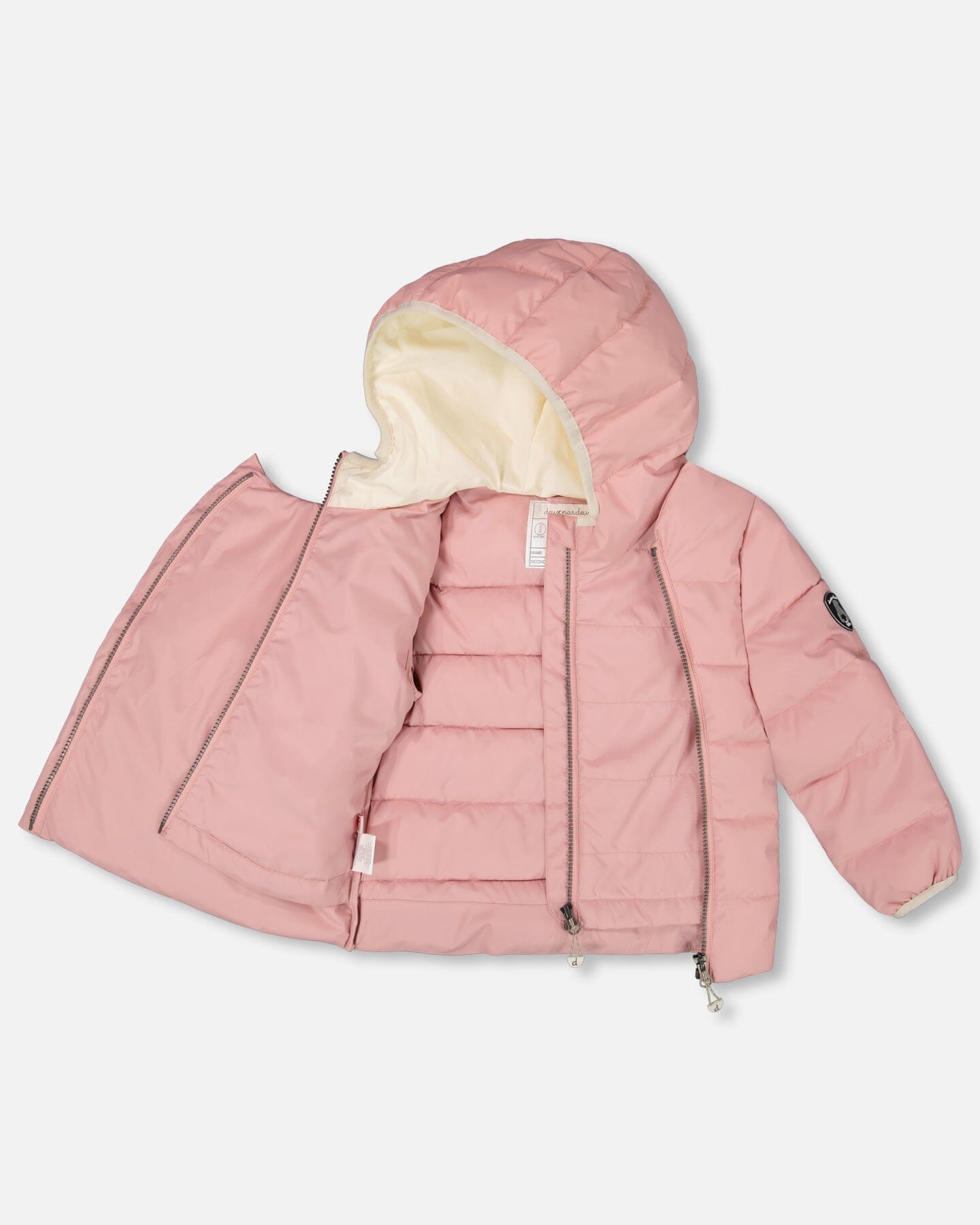 Packable Winter Puffy Coat Designed For Car Seat Dusty Pink