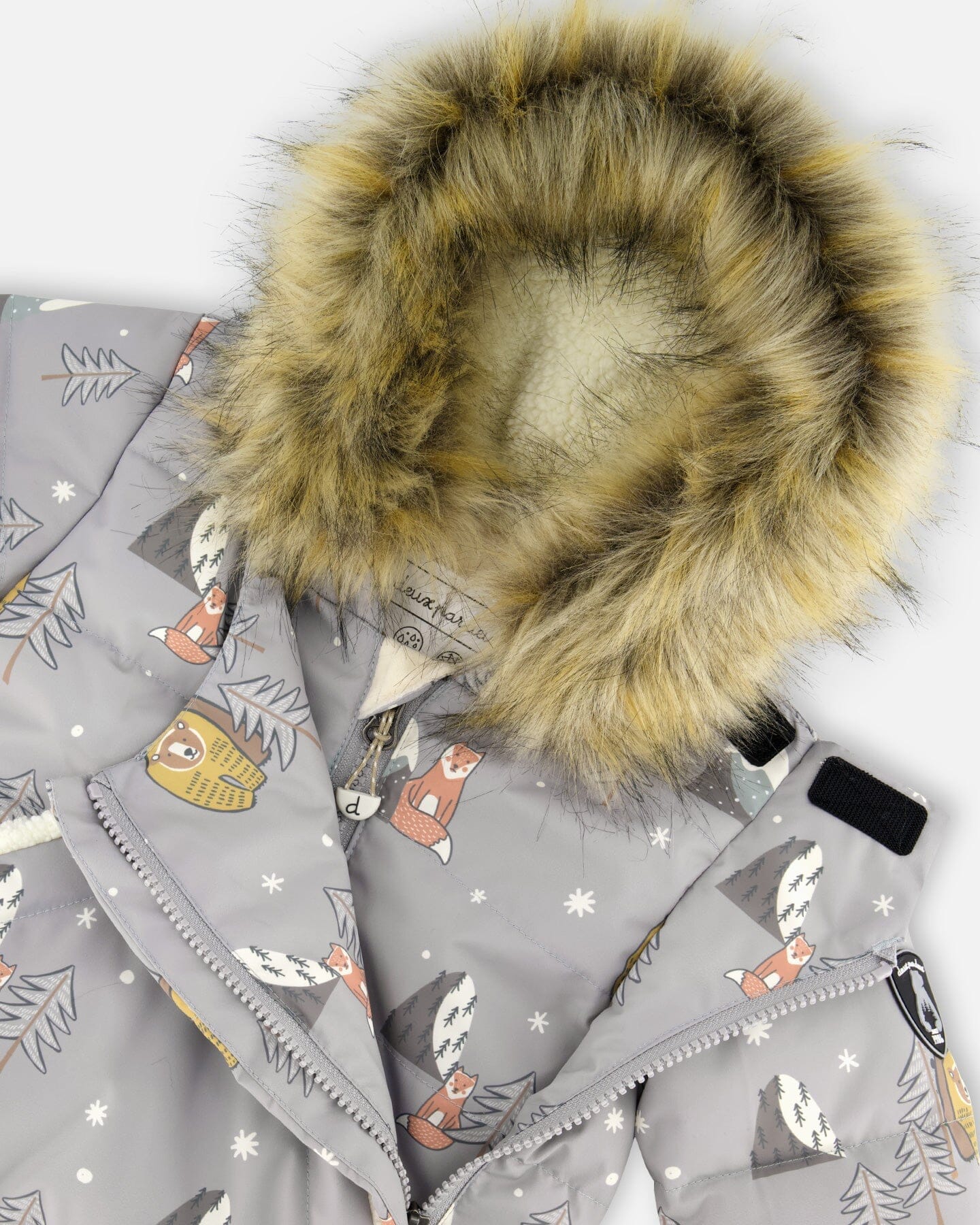 One-Piece Baby Snug Snowsuit Designed For Car Seat Gray Bear Print