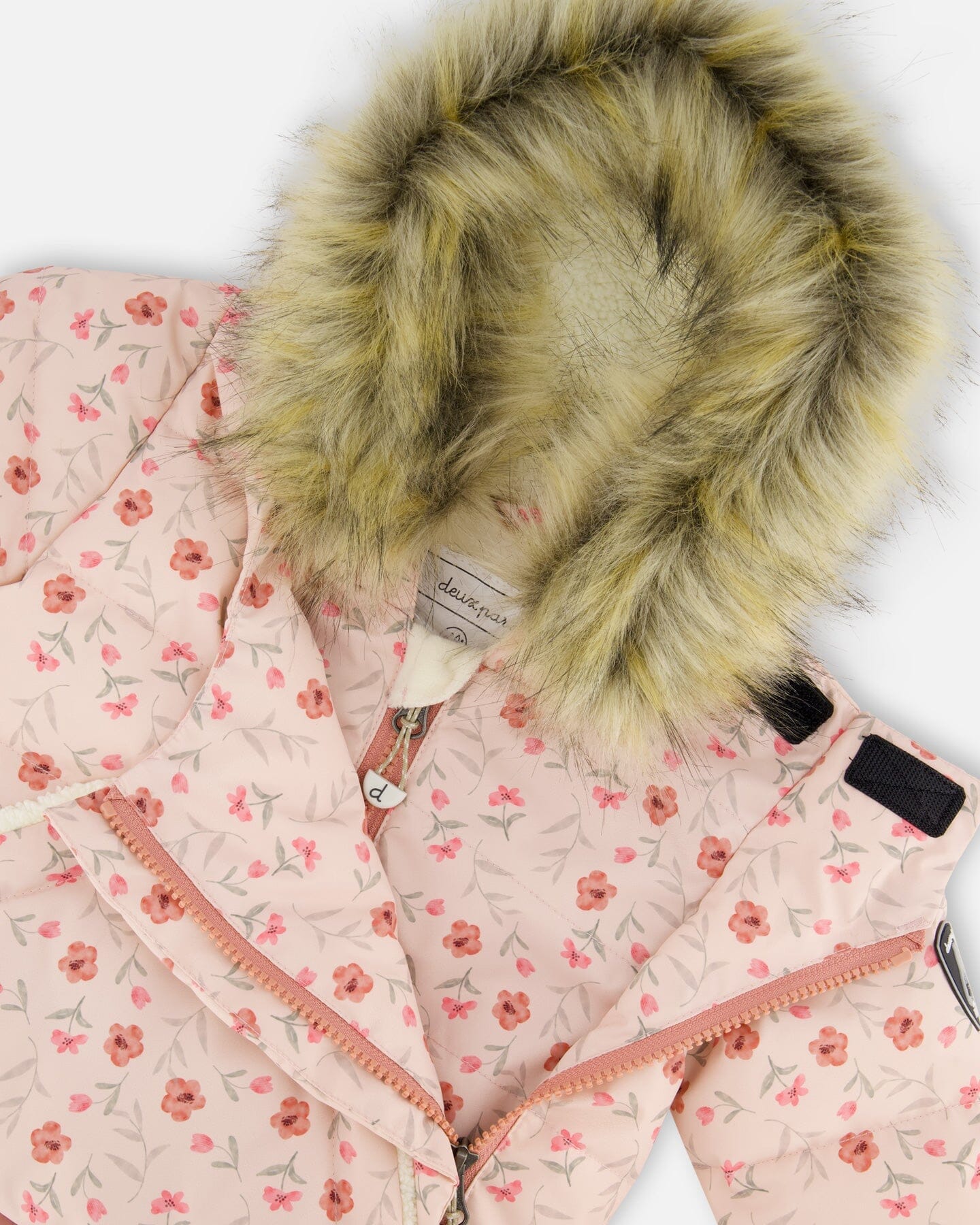 One-Piece Baby Snug Snowsuit Designed For Car Seat Pink Mini Flowers