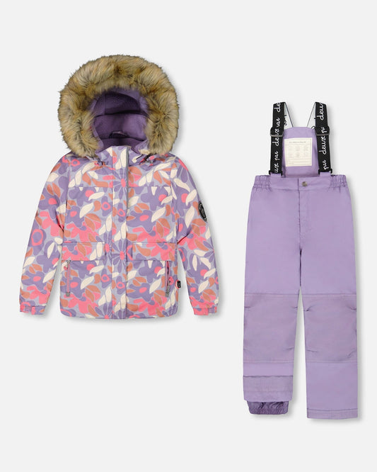 Two-Piece Discover Snowsuit With Printed Jacket Purple Gray