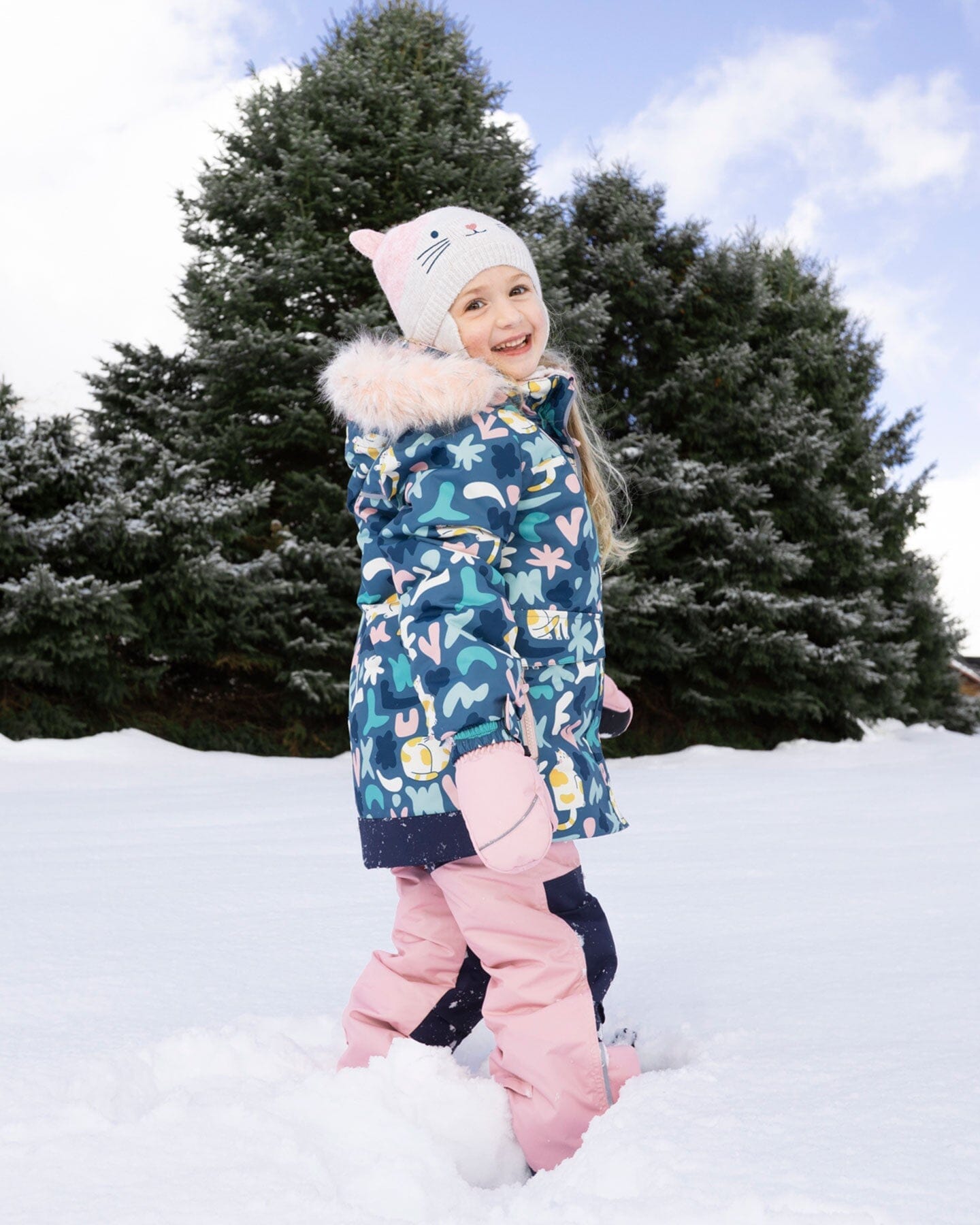 Two-Piece Discover Snowsuit With Printed Jacket Dusty Pink